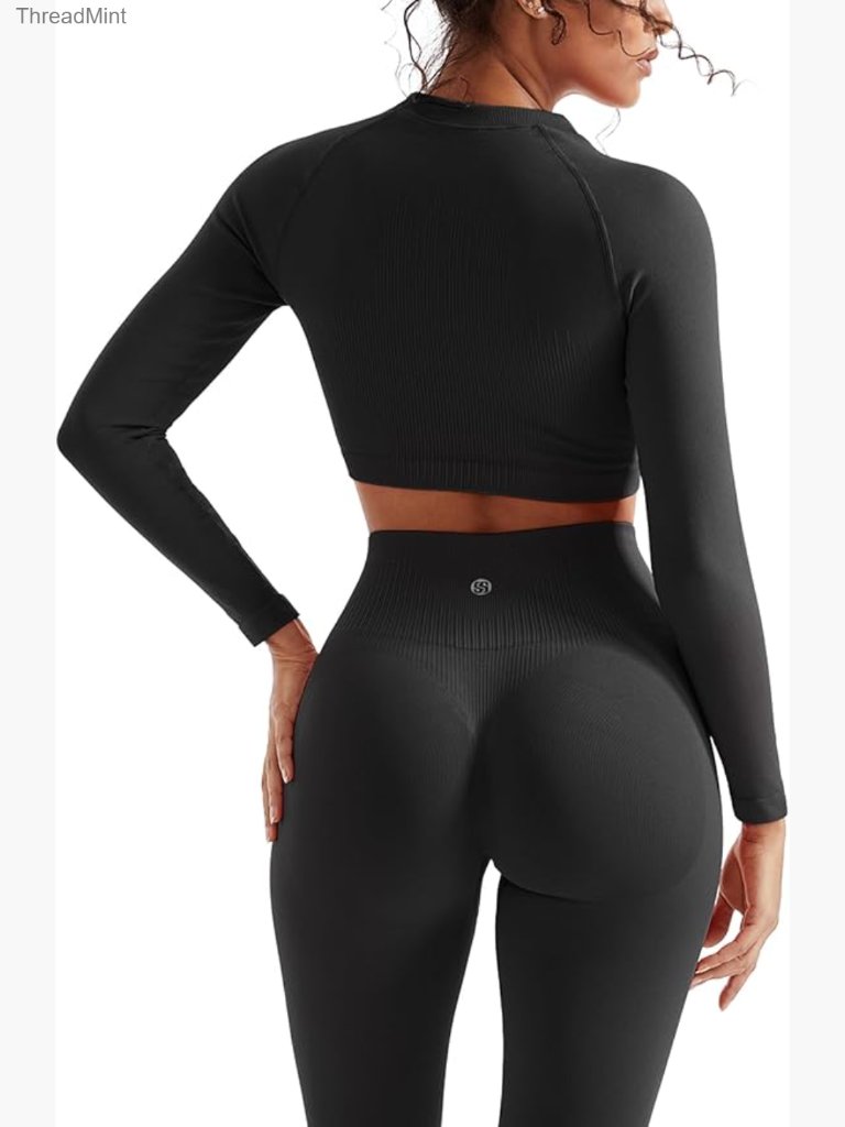 Medium Seamless Leggings Crop Top Workout Set 2-Piece Activewear